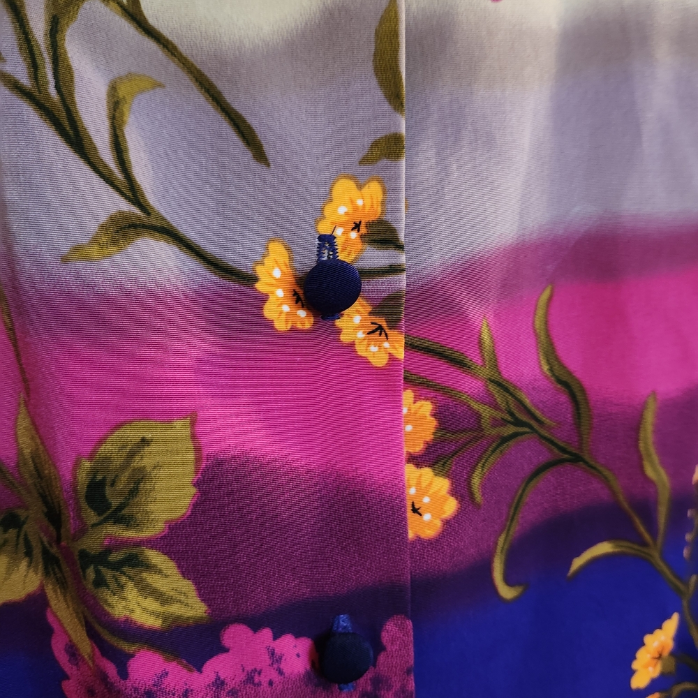 BonWorth Floral Beaded Button-Down Shirt in Purple, Hot Pink, Cream, XL - Picture 6 of 11